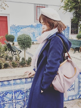 「travel」｜「アイテム（ダッフルコート）」を使った、Elisa Yenさん（レディース・163cm）の冬コーディネート