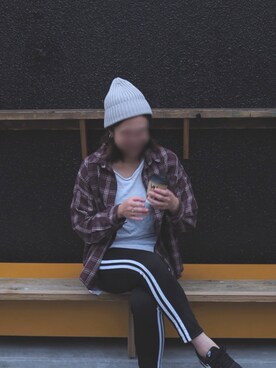 「UNIQLO（ユニクロ）のアイテム（ニットキャップ/ビーニー、グレー系）」を使った、♥さんの秋コーディネート