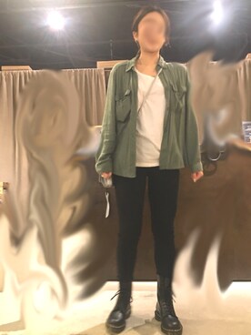 「Dr. Martens（ドクターマーチン）のDr.Martens/ドクターマーチン/1460 8-EYE BOOTS（ブーツ、ブラック系）」を使った、♥さんの秋コーディネート