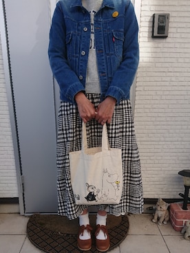 「お買い物」｜「アイテム（デニムジャケット）」を使った、美優さん（レディース・163cm）の秋コーディネート