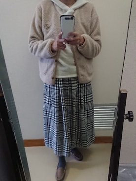 「SM2（エスエムツー）のアイテム（ノーカラージャケット）」を使った、美優さん（レディース・163cm）の冬コーディネート