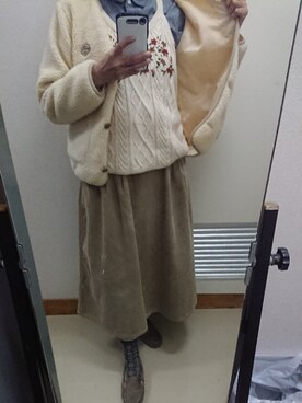 「SM2（エスエムツー）のアイテム（ノーカラージャケット）」を使った、美優さん（レディース・163cm）の冬コーディネート