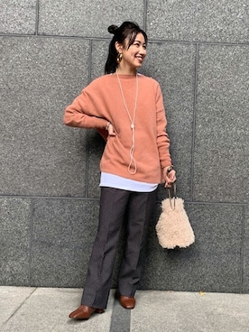 「SLOBE IENA（スローブイエナ）の【ROVERETO/ロベレート】スクエアステッチブーツ◆（ブーツ）」を使った、SLOBE IENA（STAFF）さん（レディース・161cm）の冬コーディネート