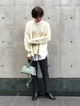 「SLOBE IENA（スローブイエナ）の【ROVERETO/ロベレート】スクエアステッチブーツ◆（ブーツ）」を使った、SLOBE IENA（STAFF）さん（レディース・160cm）の冬コーディネート