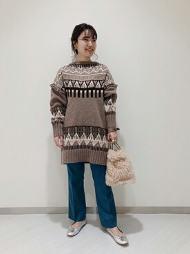 「フェアアイルニット」｜SLOBE IENA（STAFF）さん（レディース・157cm）の冬コーディネート