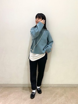「SLOBE IENA（スローブイエナ）のアイテム（ローファー）」を使った、SLOBE IENA（STAFF）さん（レディース・159cm）の冬コーディネート