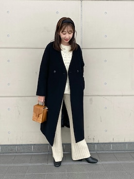 「透かし編みニット」｜「アイテム（その他アウター）」を使った、SLOBE IENA（STAFF）さん（レディース・156cm）の冬コーディネート