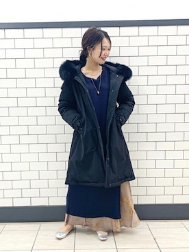 「スローブイエナ」｜「アイテム（ダウンジャケット/コート）」を使った、SLOBE IENA（STAFF）さん（レディース・158cm）の冬コーディネート