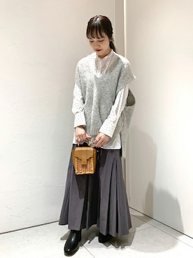 「SLOBE IENA（スローブイエナ）のアイテム（リング）」を使った、SLOBE IENA（STAFF）さん（レディース・154cm）の冬コーディネート