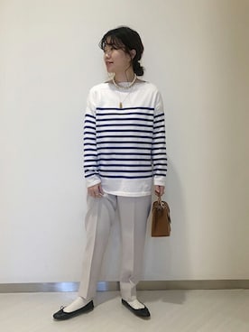 「マリンコーデ」｜「アイテム（バレエシューズ）」を使った、SLOBE IENA（STAFF）さん（レディース・157cm）の冬コーディネート