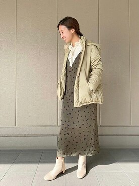 「スローブイエナ」｜「アイテム（ダウンジャケット/コート）」を使った、SLOBE IENA（STAFF）さん（レディース・154cm）の冬コーディネート