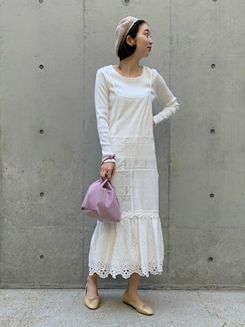 「スローブイエナ」｜「アイテム（ハンチング/ベレー帽）」を使った、SLOBE IENA（STAFF）さん（レディース・172cm）の冬コーディネート