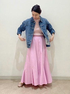 「スローブイエナ」｜「アイテム（デニムジャケット）」を使った、SLOBE IENA（STAFF）さん（レディース・158cm）の冬コーディネート