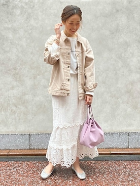 「スローブイエナ」｜「アイテム（デニムジャケット）」を使った、SLOBE IENA（STAFF）さん（レディース・158cm）の冬コーディネート