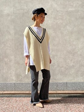 「SLOBE IENA（スローブイエナ）のアイテム（キャップ）」を使った、SLOBE IENA（STAFF）さん（レディース・158cm）の冬コーディネート