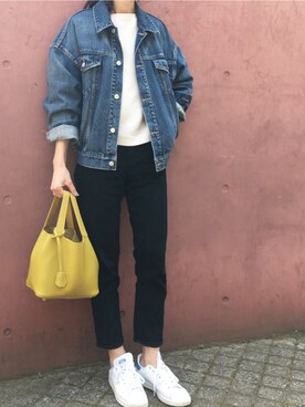 「Right-on（ライトオン）のアイテム（デニムジャケット）」を使った、mikaさん（レディース・166cm）の春コーディネート