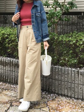 「Right-on（ライトオン）のアイテム（デニムジャケット）」を使った、mikaさん（レディース・166cm）の春コーディネート