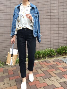 「Right-on（ライトオン）のアイテム（デニムジャケット）」を使った、mikaさん（レディース・166cm）の春コーディネート