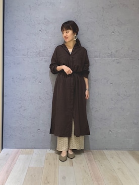 「秋冬」｜「アイテム（シャツワンピース）」を使った、hiroさん（レディース・157cm）の夏コーディネート