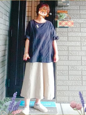 「サマンサモスモス」｜「アイテム（スリッポン）」を使った、SATOMIさん（レディース・160cm）の秋コーディネート