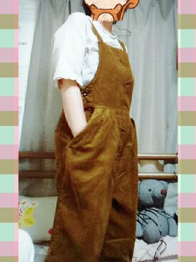 「Sunny clouds（サニークラウズ）のアイテム（サロペット/オーバーオール）」を使った、SATOMIさん（レディース・160cm）の秋コーディネート