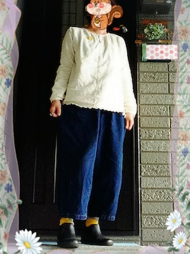 「スカラップ」｜「アイテム（アクセサリー）」を使った、SATOMIさん（レディース・160cm）の秋コーディネート