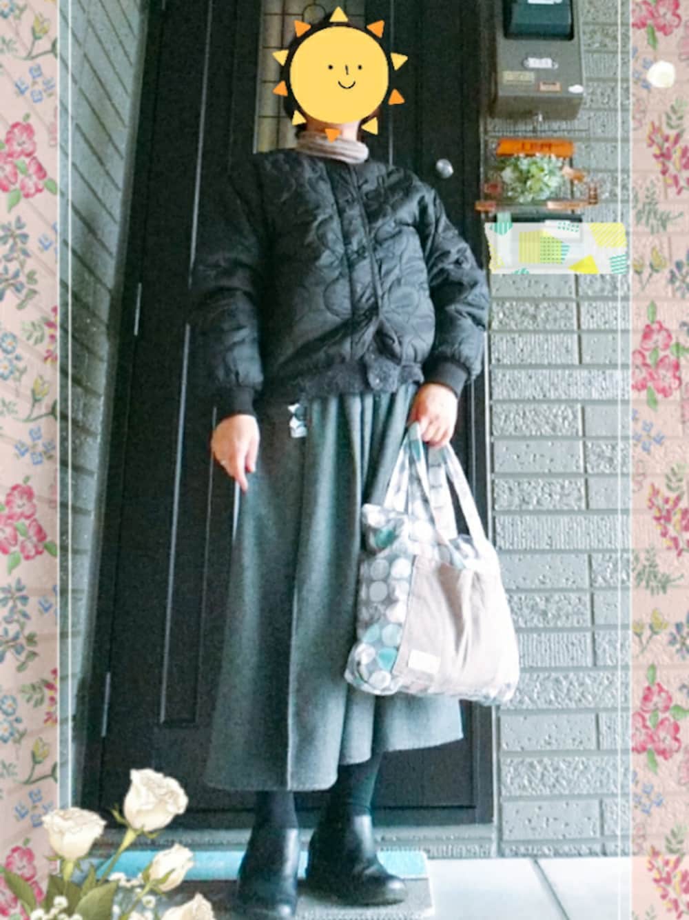 「冬アウター着回しチャレンジ、オトナ女子、スカート、お洒落さんとつながりたい、ショートブーツ、キルティング、タートルネック、ブラック、チャコールグレー、ツィード」｜「SM2のアイテム（スカート、グレー系）」を使った、SATOMIさん（レディース・160cm）の冬コーディネートの1枚目の写真
