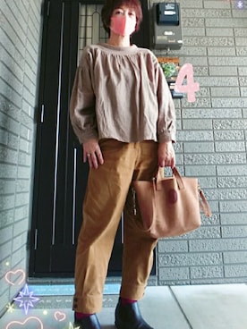 「リンネル（リンネル）のアイテム（バッグ）」を使った、SATOMIさん（レディース・160cm）の春コーディネート