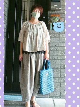 「リンネル（リンネル）のアイテム（バッグ）」を使った、SATOMIさん（レディース・160cm）の夏コーディネート