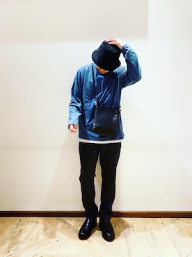 「GLOBAL WORK（グローバルワーク）のアーバンキャリーショルダ－S/891512（ショルダーバッグ、ブラック系）」を使った、JunK297さん（メンズ・173cm）の夏コーディネート