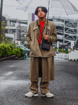 「アイテム（ステンカラーコート）」を使った、 mochizukitakuyaさん（メンズ・170cm）の秋コーディネート