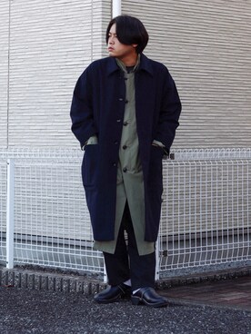 「VOAAOV（ヴォアーブ）のアイテム（ステンカラーコート）」を使った、 mochizukitakuyaさん（メンズ・170cm）の秋コーディネート