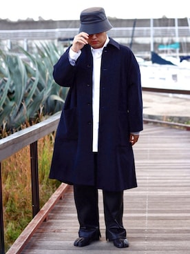 「VOAAOV（ヴォアーブ）のアイテム（ステンカラーコート）」を使った、 mochizukitakuyaさん（メンズ・170cm）の秋コーディネート