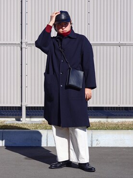 「VOAAOV（ヴォアーブ）のアイテム（ステンカラーコート）」を使った、 mochizukitakuyaさん（メンズ・170cm）の冬コーディネート