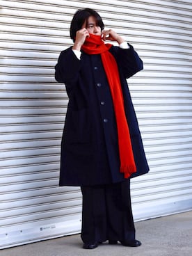 「VOAAOV（ヴォアーブ）のアイテム（ステンカラーコート）」を使った、 mochizukitakuyaさん（メンズ・170cm）の冬コーディネート