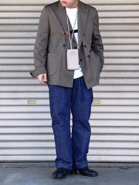 「SUNSEA（サンシー）のアイテム（テーラードジャケット）」を使った、 mochizukitakuyaさん（メンズ・170cm）の春コーディネート