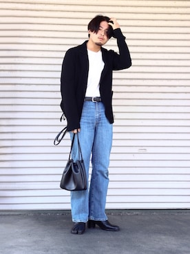 「SUNSEA（サンシー）のアイテム（テーラードジャケット）」を使った、 mochizukitakuyaさん（メンズ・170cm）の春コーディネート