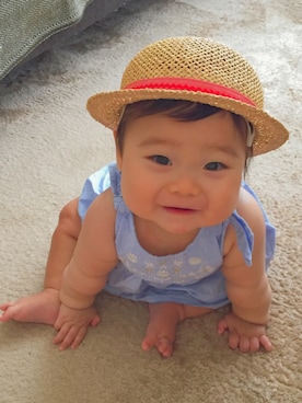 「Familiar （ファミリア）のアイテム（帽子）」を使った、ぱんさん（キッズ・70cm）の夏コーディネート