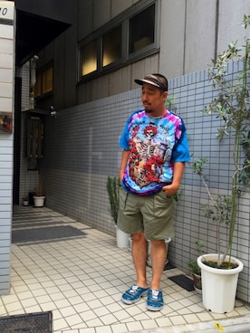 「AlexanderLeeChang（アレキサンダーリーチャン）のアイテム（シューズ）」を使った、IwaoMatsuyamaさん（メンズ・165cm）の春コーディネート