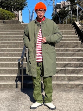 「BEAMS PLUS（ビームスプラス）のアイテム（モッズコート）」を使った、ゆーきさん（メンズ・180cm）の冬コーディネート