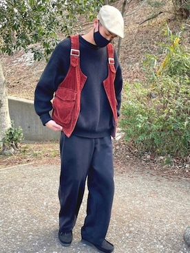 「ハンチング」｜「アイテム（モカシン/デッキシューズ）」を使った、ゆーきさん（メンズ・180cm）の冬コーディネート