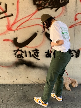 「原宿」｜「アイテム（カーゴパンツ）」を使った、popiさん（レディース・159cm）の春コーディネート