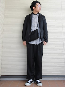 「RAGEBLUE（レイジブルー）のアイテム（ハンチング/ベレー帽）」を使った、量産型じゃもじさん（メンズ・170cm）の冬コーディネート
