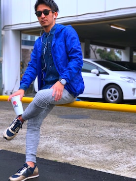「GAP（ギャップ）のアイテム（マウンテンパーカー）」を使った、安田一平さん（メンズ・169cm）の冬コーディネート