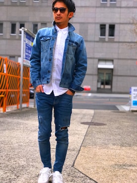 「H&M（エイチ・アンド・エム）のアイテム（ジャケット/アウター）」を使った、安田一平さん（メンズ・169cm・20代）の春コーディネート