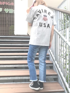 「フリンジデニム」｜「アイテム（帽子）」を使った、YUKIさん（レディース・153cm）の春コーディネート