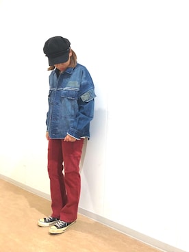 「星条旗」｜「アイテム（デニムジャケット）」を使った、YUKIさん（レディース・153cm）の秋コーディネート