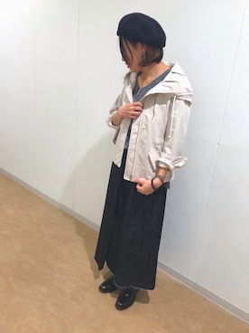 「黒スカート」｜「アイテム（ブルゾン）」を使った、YUKIさん（レディース・153cm）の春コーディネート