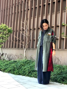 「AVIREXMILITARYCAMP」｜YUKIさん（レディース・153cm）の夏コーディネート