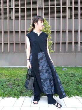 「カモ柄」｜「アイテム（ワンピース/ドレス）」を使った、YUKIさん（レディース・153cm）の夏コーディネート